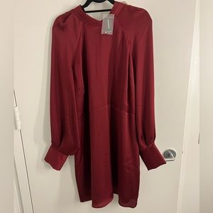 Never Worn, Red Satin, Long Sleeve Dress